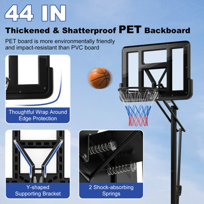 Costway 308 to 368cm Basketball Hoop Set w/Wheels & Free Secure Bag Indoor Outdoor - 5