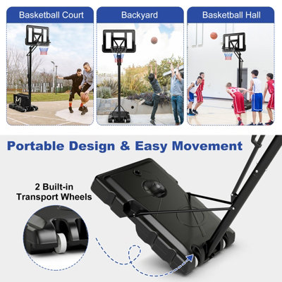 Costway 308 to 368cm Basketball Hoop Set w/Wheels & Free Secure Bag Indoor Outdoor - 7