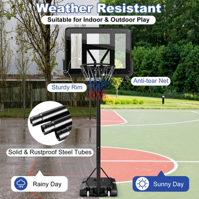 Costway 308 to 368cm Basketball Hoop Set w/Wheels & Free Secure Bag Indoor Outdoor - 9