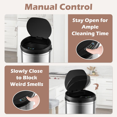 Costway 30L Automatic Trash Can Motion Sensor Garbage Bin with Stainless Steel Frame - 5