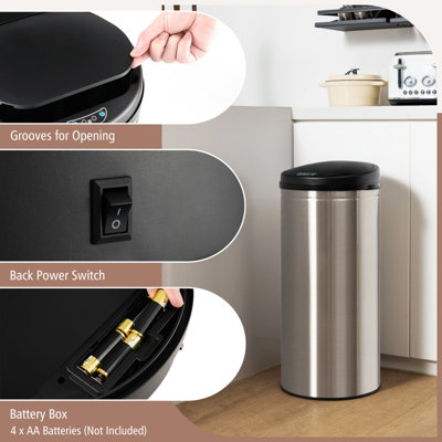 Costway 30L Automatic Trash Can Motion Sensor Garbage Bin with Stainless Steel Frame - 9