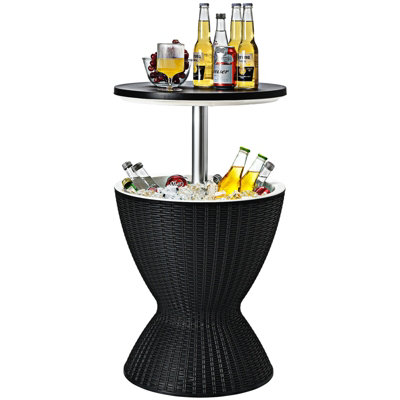 Costway 30L Patio Ice Cooler Outdoor All-weather Cool Bar Table w/ Extendable Tabletop