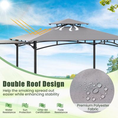 Costway 318 x 153 cm Grill BBQ Gazebo w/ Side Awning Outdoor Barbecue Canopy Grilling Shelter - 6