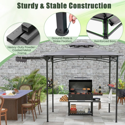 Costway 318 x 153 cm Grill BBQ Gazebo w/ Side Awning Outdoor Barbecue Canopy Grilling Shelter - 8