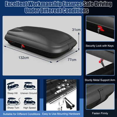 COSTWAY 320L Hard Shell Rooftop Cargo Carrier Heavy Duty Car Roof ...