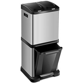 Costway 32L Kitchen Trash Bin Pedal Rubbish Can for Home Restaurant Waste Recycle