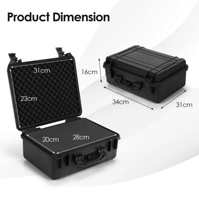 Costway 34 x 31 x 16 cm Hard-Shell Dry Box Portable Waterproof Hard Case