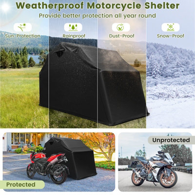 Costway 342 x 137 x 193cm Outdoor Motorcycle Shelter Portable Garage Motorbike Storage Shed