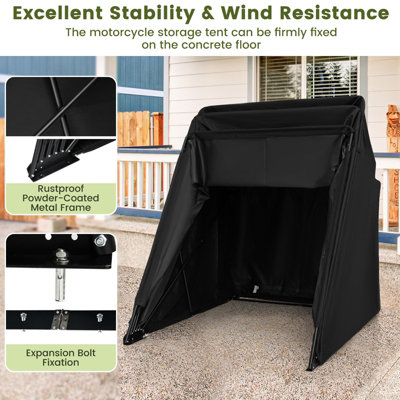 Costway 342 x 137 x 193cm Outdoor Motorcycle Shelter Portable Garage Motorbike Storage Shed