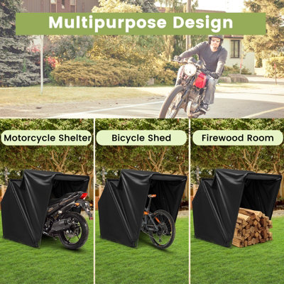 Costway 342 x 137 x 193cm Outdoor Motorcycle Shelter Portable Garage Motorbike Storage Shed
