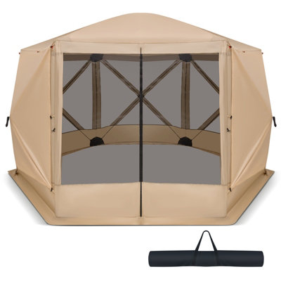 Costway 346 x 305 cm Pop-up Screen House Tent 6-Sided Camping Gazebo Instant Setup Hub Tent with Portable Carrying Bag
