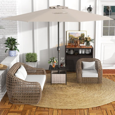 COSTWAY 350 cm Patio Umbrella Outdoor Table Umbrella Market Umbrella-Beige