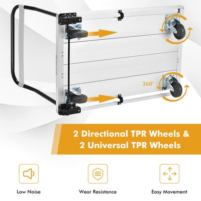 Costway 350kg Folding Platform Truck Heavy Duty Flat Bed Trolley with 4 TPR Wheels - 3