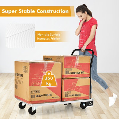 Costway 350kg Folding Platform Truck Heavy Duty Flat Bed Trolley with 4 TPR Wheels - 4