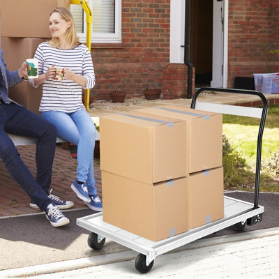 Costway 350kg Folding Platform Truck Heavy Duty Flat Bed Trolley with 4 TPR Wheels - 8