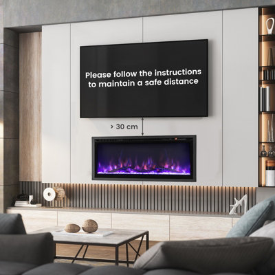 Costway 36 Inch Electric c Wall-Mounted Recessed Freestanding Fireplace - 9