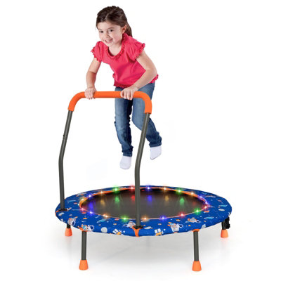 Costway 36 Inch Kids Jumping Trampoline Mini Trampoline W/ LED Lights Toddler Rebounder