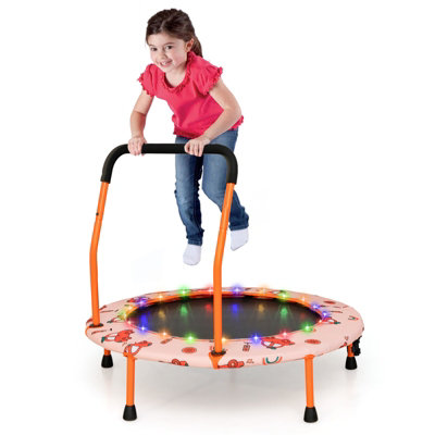 Costway 36 Inch Kids Jumping Trampoline Mini Trampoline W LED Lights Toddler Rebounder DIY at B Q