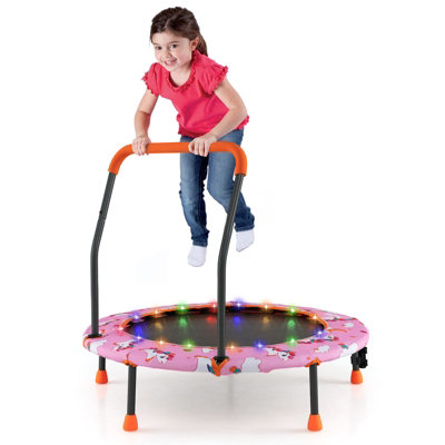 Costway 36 Inch Kids Jumping Trampoline Mini Trampoline W/ LED Lights Toddler Rebounder