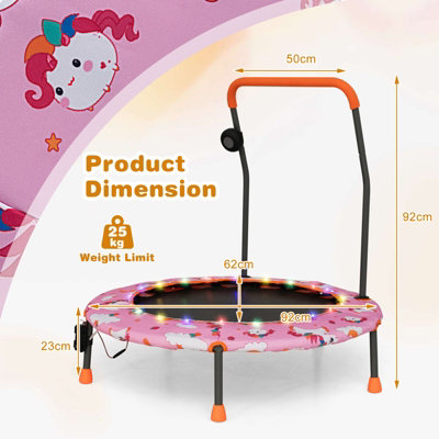 Costway 36 Inch Kids Jumping Trampoline Mini Trampoline W/ LED Lights Toddler Rebounder