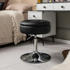 Costway 360-Degree Swivel Bar Stool w/ Lid Tufted Vanity Stool Height Adjustable Dining Chair