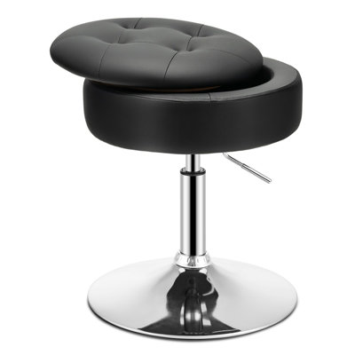 Costway 360-Degree Swivel Bar Stool w/ Lid Tufted Vanity Stool Height ...