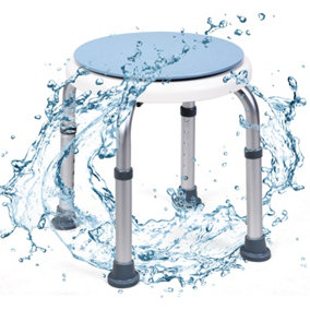 Costway 360 Rotating Shower Stool Shower Bath Chair 6 Height Setting W/ Anti-Slip Rubber Tips