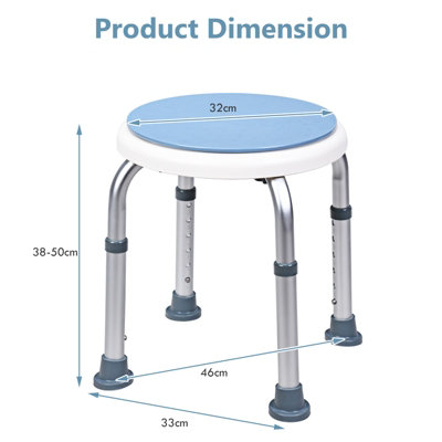 Costway 360 Rotating Shower Stool Shower Bath Chair 6 Height Setting W/ Anti-Slip Rubber Tips