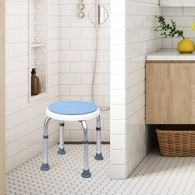 Costway 360 Rotating Shower Stool Shower Bath Chair 6 Height Setting W/ Anti-Slip Rubber Tips - 7