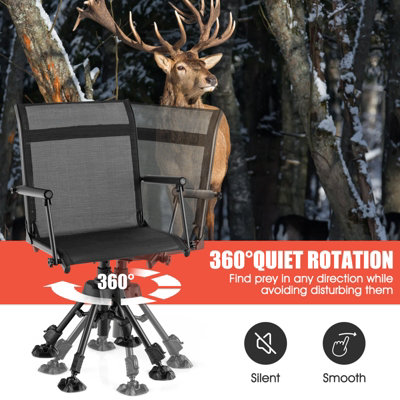 Costway 360 Swivel Blind Hunting Chair Foldable Hunter Chair W/ Oversized Duck Feet - 5