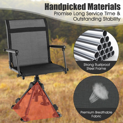 Costway 360 Swivel Blind Hunting Chair Foldable Hunter Chair W/ Oversized Duck Feet - 8