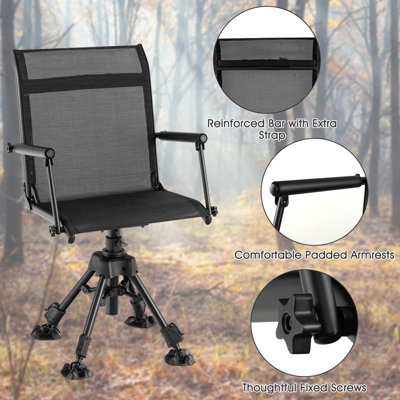 Costway 360 Swivel Blind Hunting Chair Foldable Hunter Chair W Oversized Duck Feet