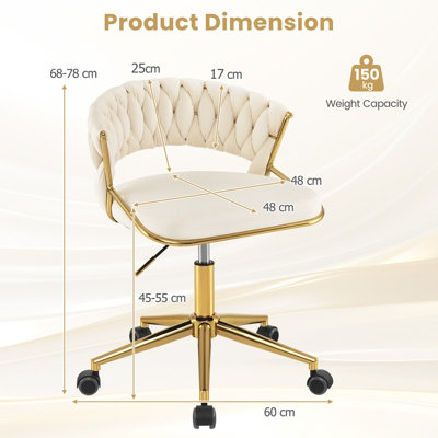Costway 360 Swivel Home Office Desk Chair Adjustable Upholstered ...
