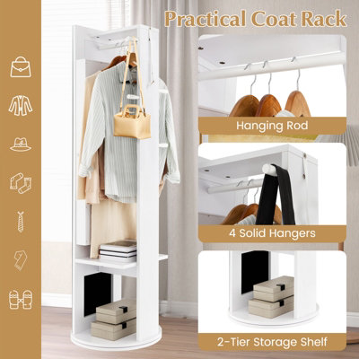 COSTWAY 360 Swivel Jewelry Cabinet Armoire Freestanding Full Length Mirror - 5