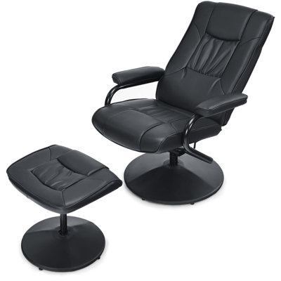 Costway 360 Swivel Recliner & Ottoman Set Lounge Chair W/ Adjustable Backrest & Padded Armrests