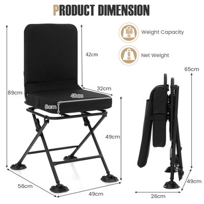 Costway 360 Swivel Silent Hunting Chair Folding Camo Hunter Chair W/Oversized Duck Feet