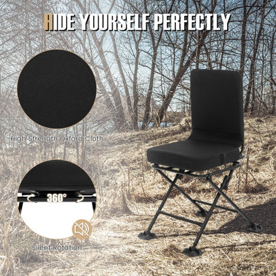 Costway 360 Swivel Silent Hunting Chair Folding Camo Hunter Chair W/Oversized Duck Feet - 6