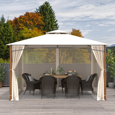 Costway 360 x 300cm Outdoor Gazebo w/ Netting Patio Metal Frame Sunshade Shelter - 3