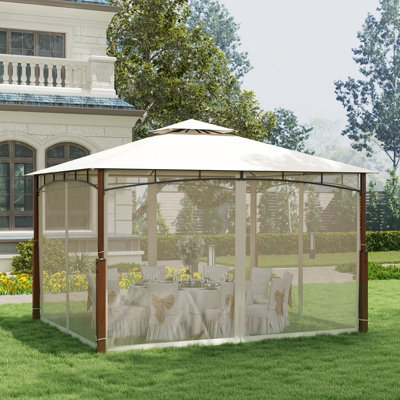 Costway 360 x 300cm Outdoor Gazebo w/ Netting Patio Metal Frame Sunshade Shelter - 4