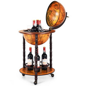 Costway 360MM Globe Wine Rack Storage Cabinet with Wheels