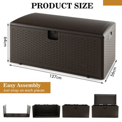 Costway 370L Resin Deck Box Patio Garden Storage Bench Container W/ Flip Lid