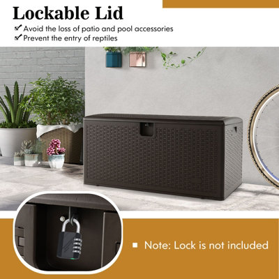 Costway 370L Resin Deck Box Patio Garden Storage Bench Container W/ Flip Lid - 5