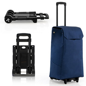 Costway 38L Folding Utility Cart Shopping Trolley w/Removable Storage Bag