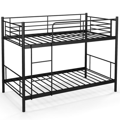 Costway 3FT Metal Bunk Bed Single over Single Loft Bed Frame W/ Ladder Safety Guardrail Black