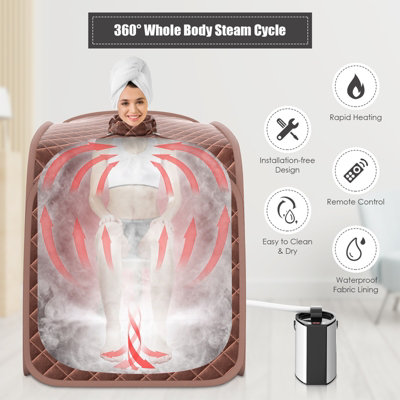 Costway 3L Foldbale Steam Sauna Personal Therapeutic Steam Spa Sauna Remote Control