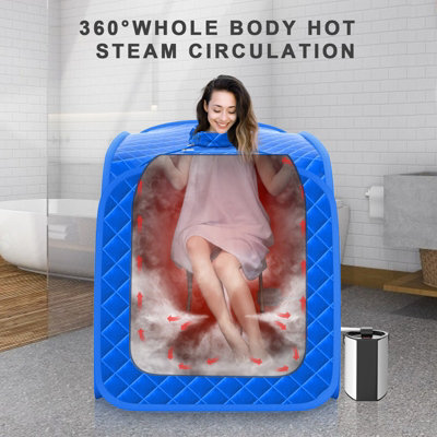 Portable Home Sauna Tent With 2.6L Steamer - 1000W Steam Generator, Foldable Chair & Foot Mat