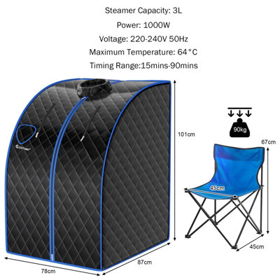 Costway 3L Portable Steam Sauna Spa Room Full Body Slimming Detox Therapy Tent Indoor