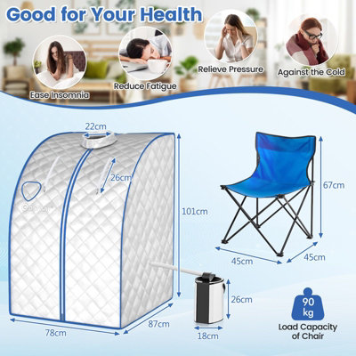 Costway 3L Portable Steam Sauna Spa Room Full Body Slimming Detox Therapy Tent Indoor