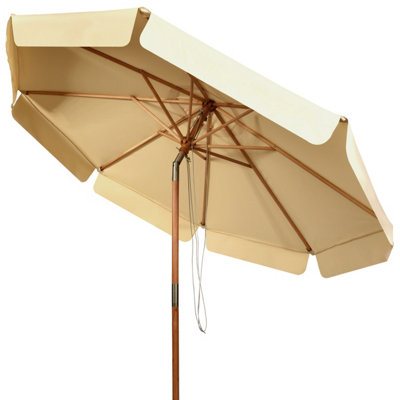 Costway 3m Garden Parasol Tilt Bar Market Table Umbrella with Valance and 8 Solid Ribs