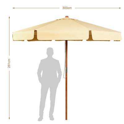 Costway 3m Garden Parasol Tilt Bar Market Table Umbrella with Valance and 8 Solid Ribs